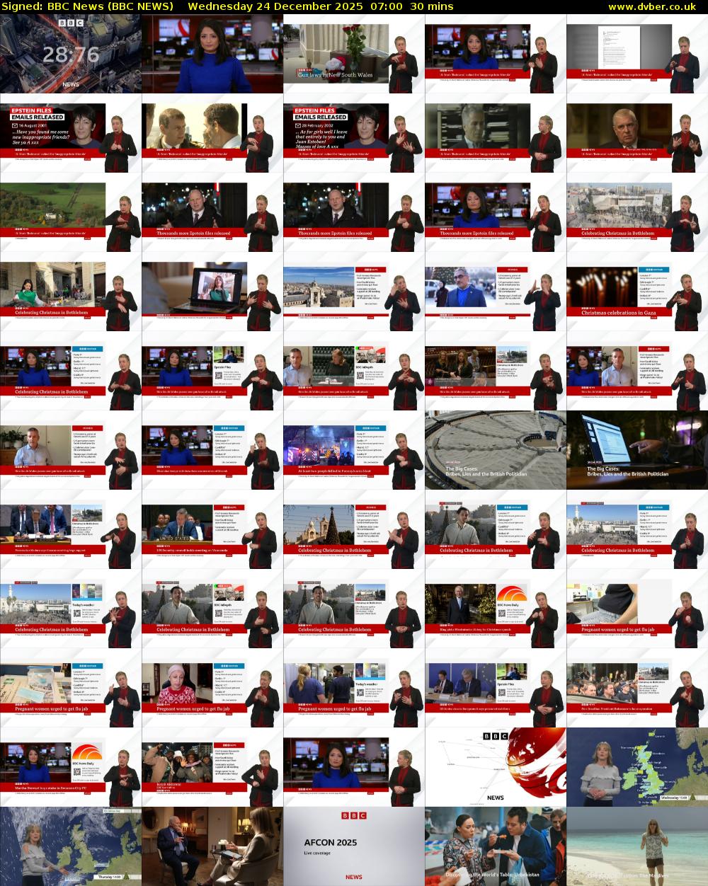 Signed: BBC News (BBC NEWS) Wednesday 24 December 2025 07:00 - 07:30