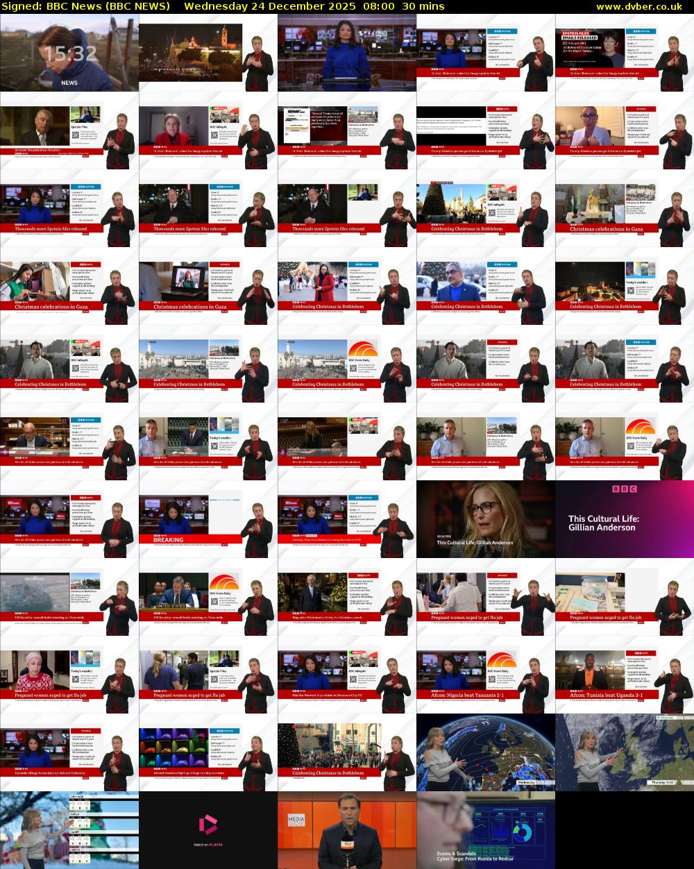 Signed: BBC News (BBC NEWS) Wednesday 24 December 2025 08:00 - 08:30