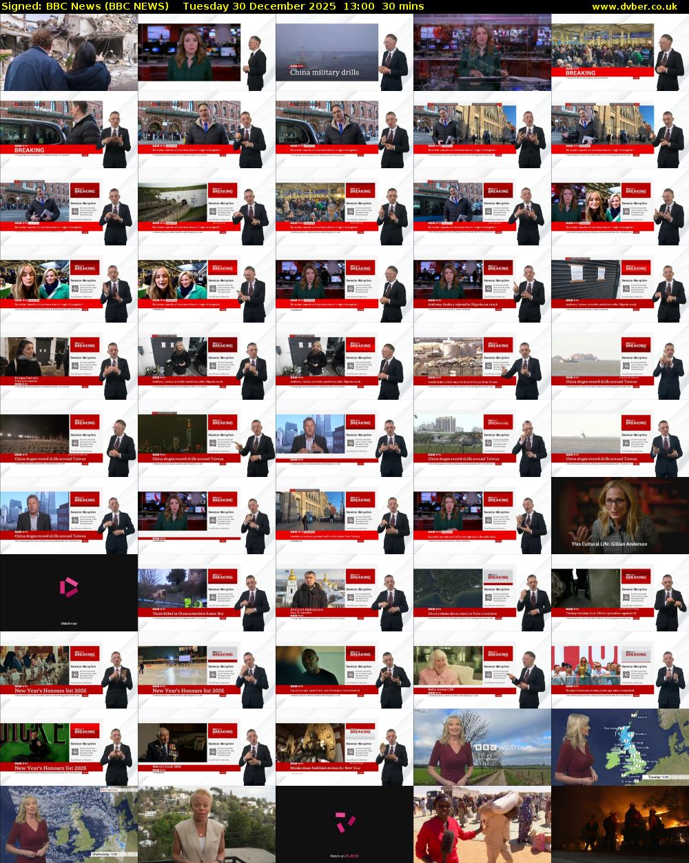 Signed: BBC News (BBC NEWS) Tuesday 30 December 2025 13:00 - 13:30