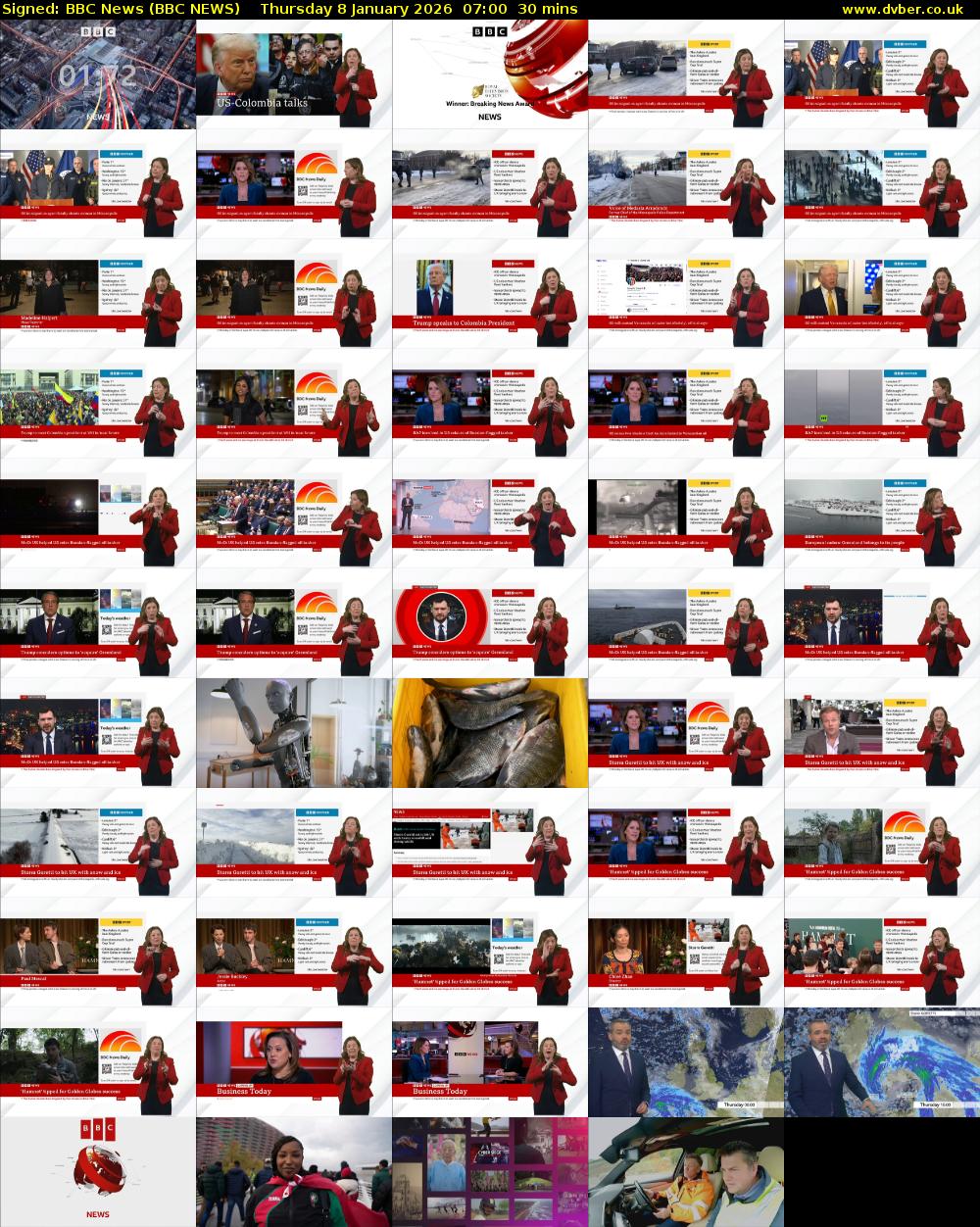 Signed: BBC News (BBC NEWS) Thursday 8 January 2026 07:00 - 07:30