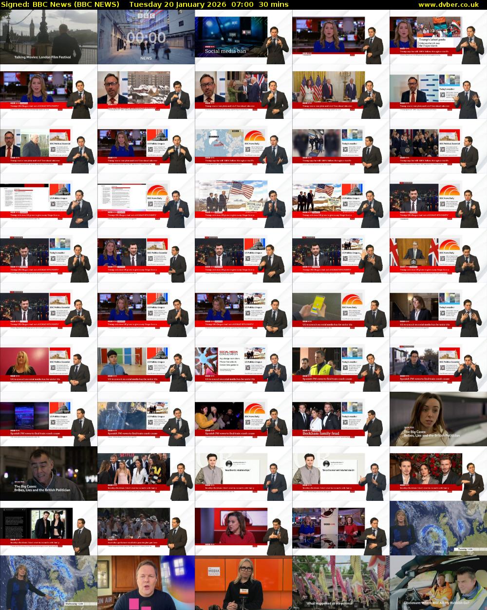 Signed: BBC News (BBC NEWS) Tuesday 20 January 2026 07:00 - 07:30