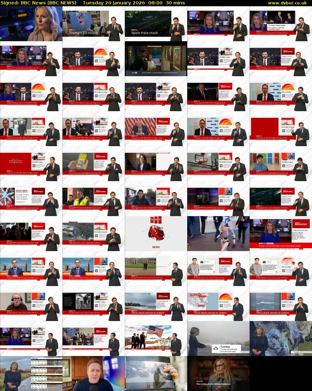 Signed: BBC News (BBC NEWS) Tuesday 20 January 2026 08:00 - 08:30