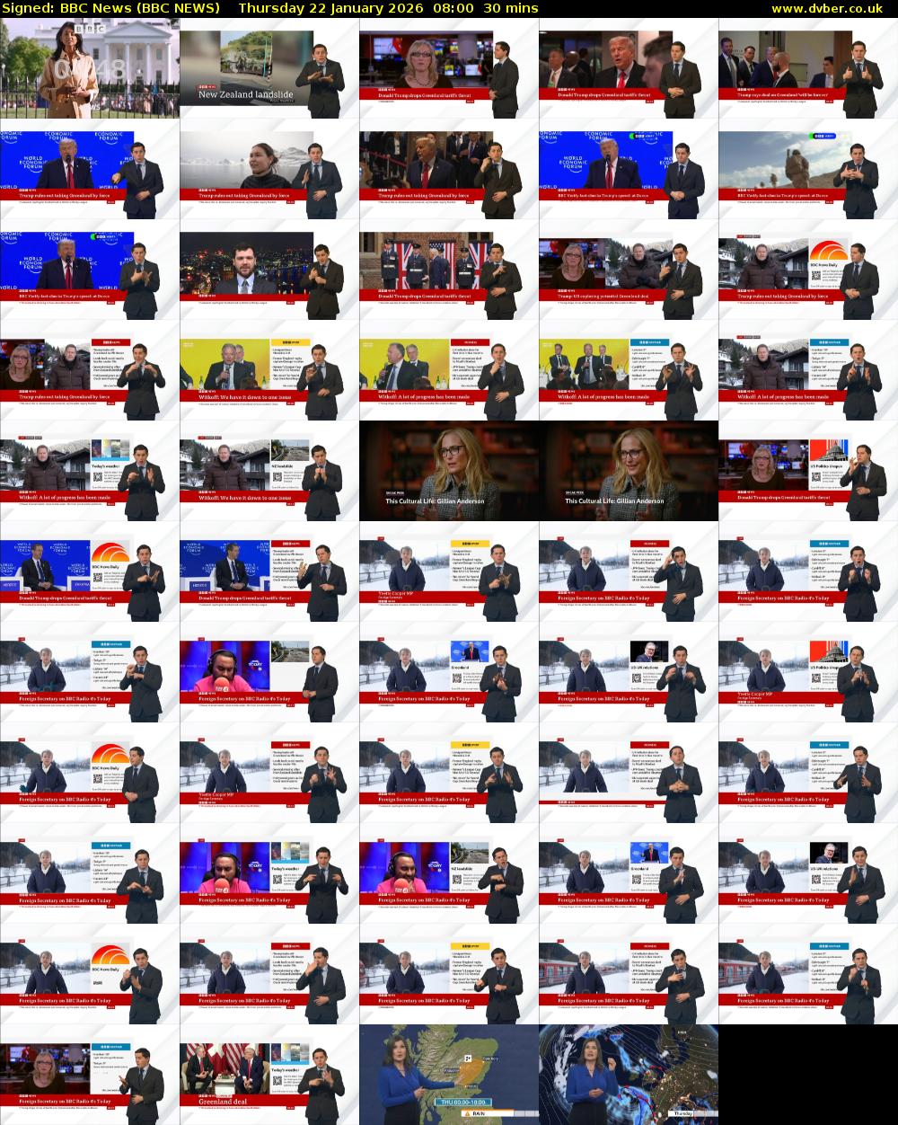 Signed: BBC News (BBC NEWS) Thursday 22 January 2026 08:00 - 08:30