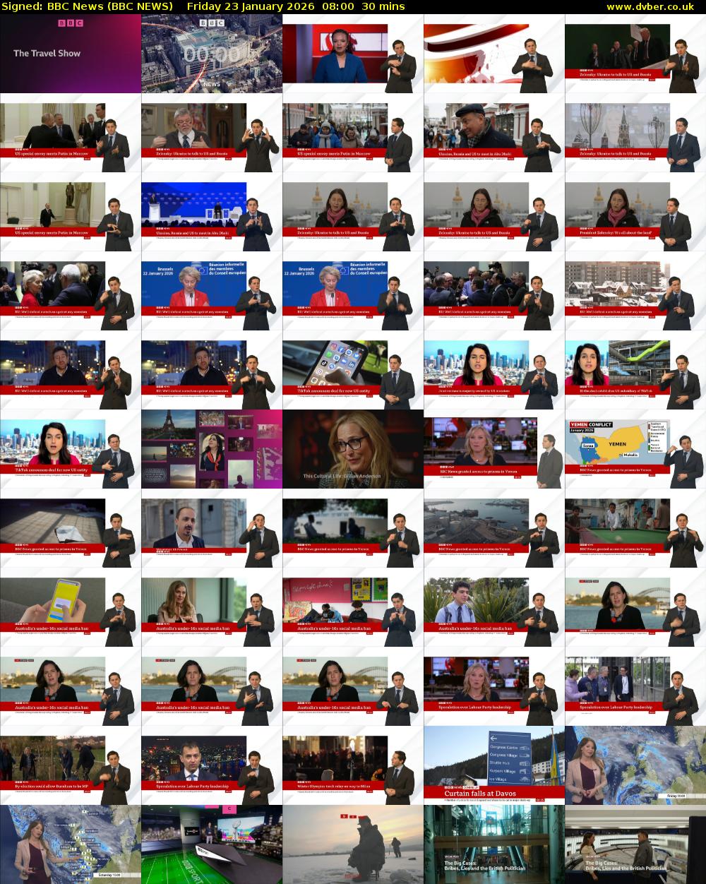 Signed: BBC News (BBC NEWS) Friday 23 January 2026 08:00 - 08:30