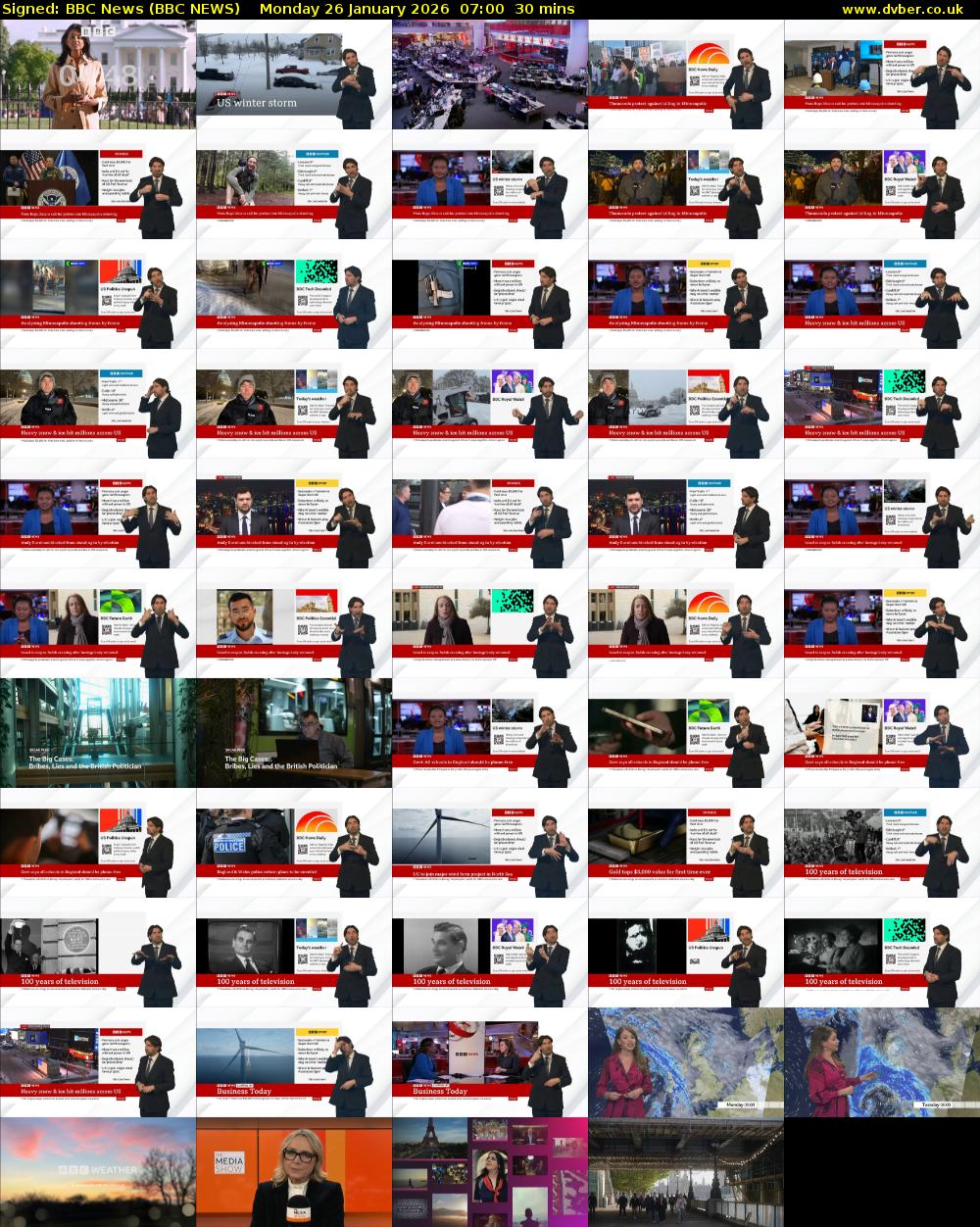 Signed: BBC News (BBC NEWS) Monday 26 January 2026 07:00 - 07:30