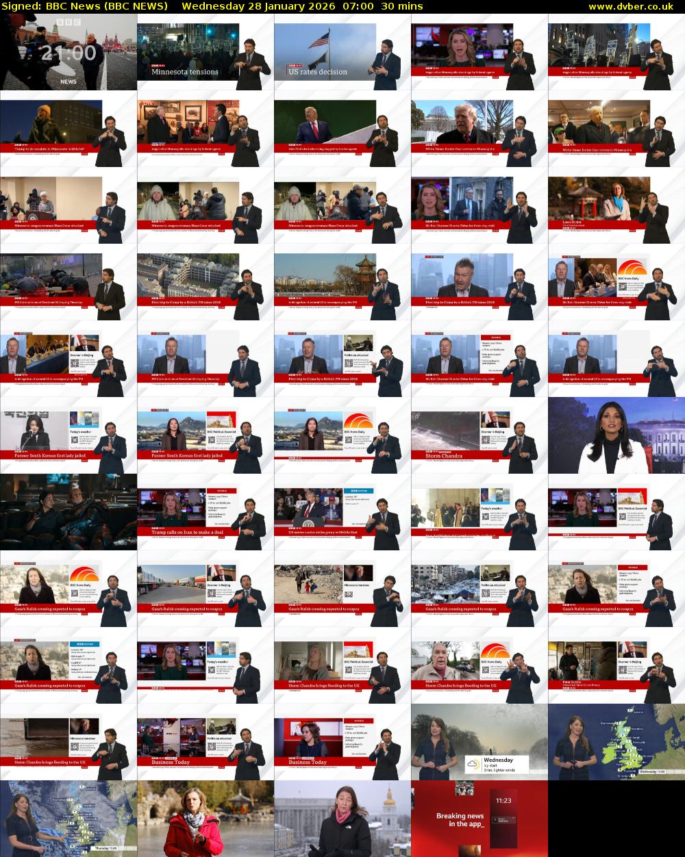 Signed: BBC News (BBC NEWS) Wednesday 28 January 2026 07:00 - 07:30