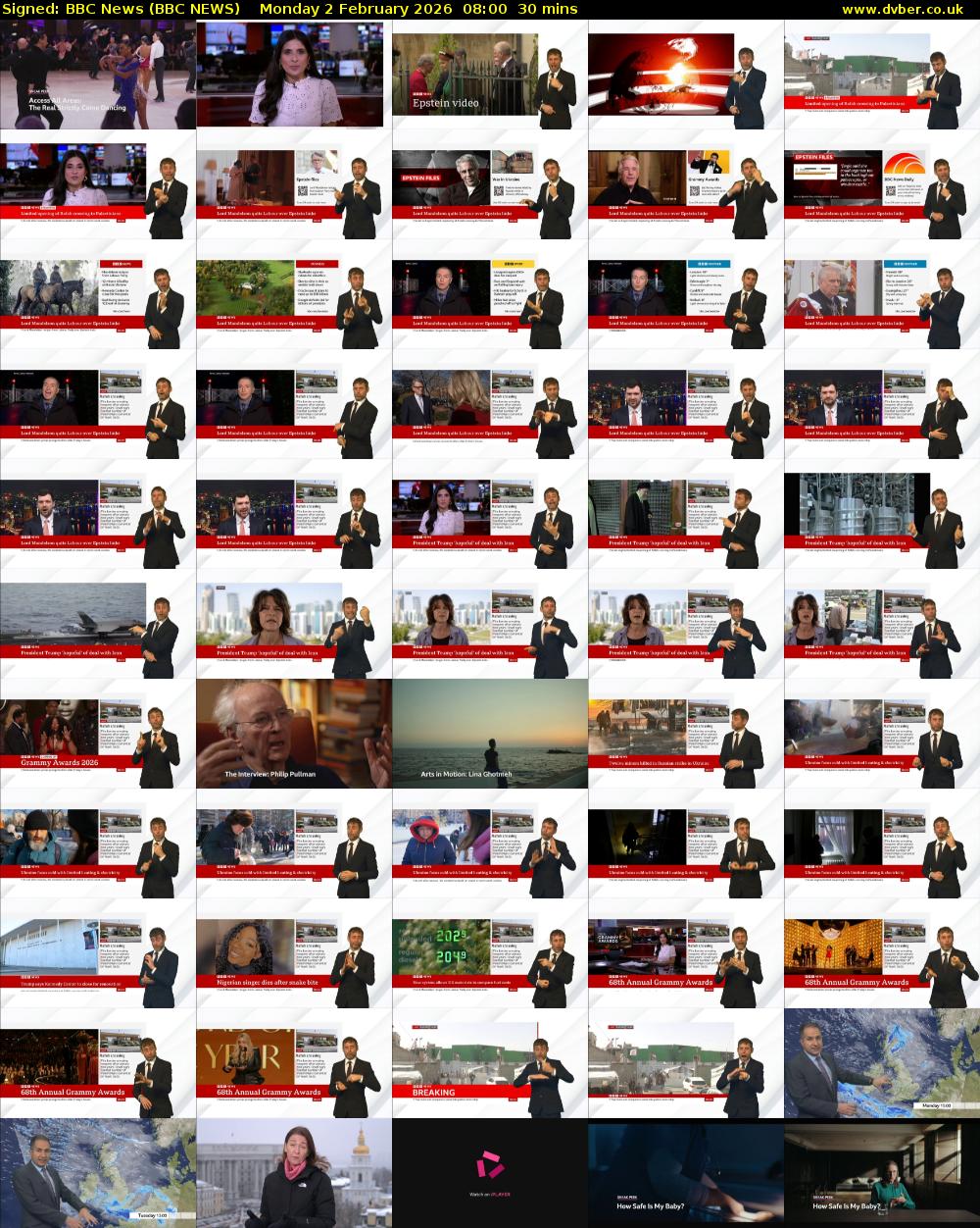 Signed: BBC News (BBC NEWS) Monday 2 February 2026 08:00 - 08:30