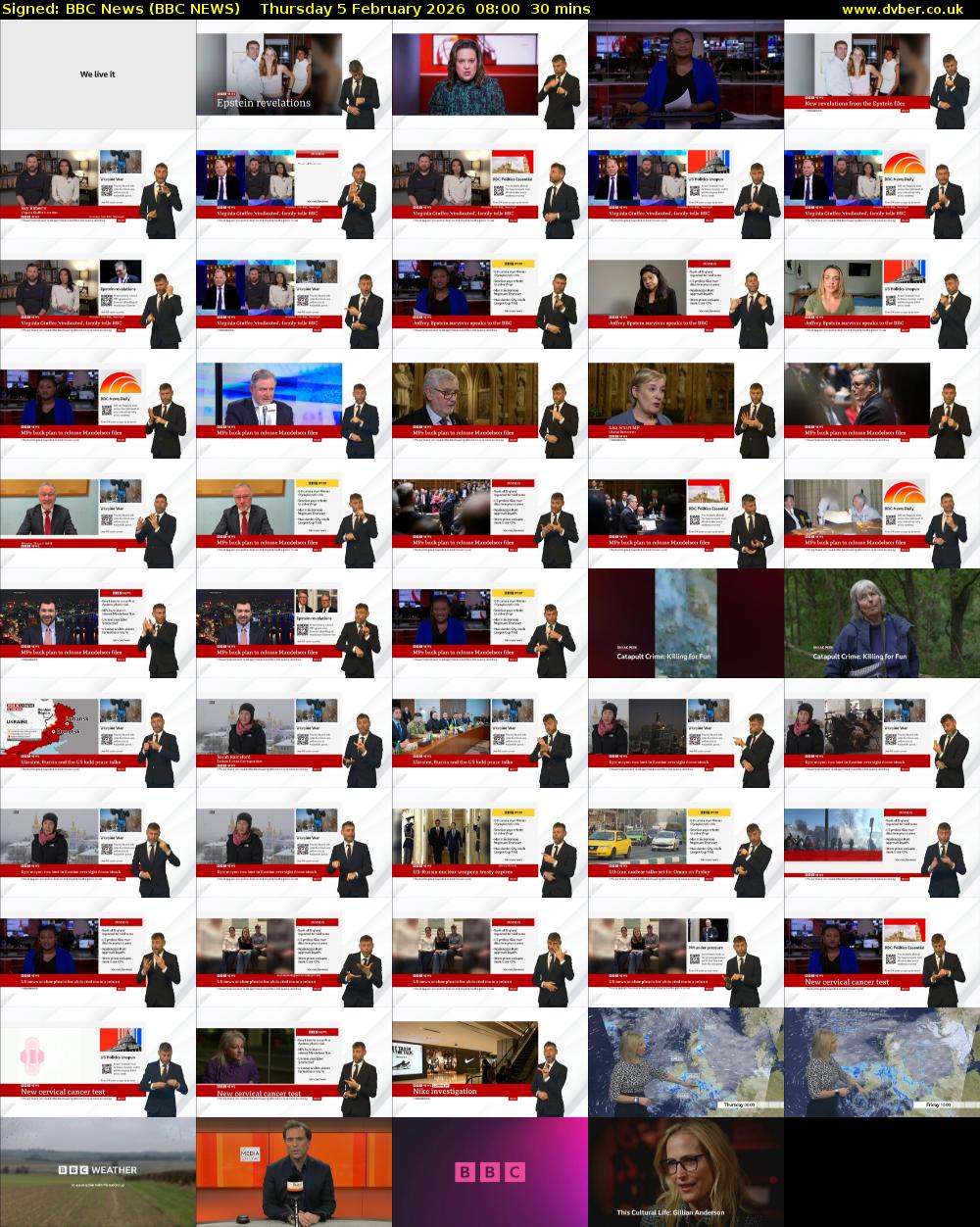 Signed: BBC News (BBC NEWS) Thursday 5 February 2026 08:00 - 08:30