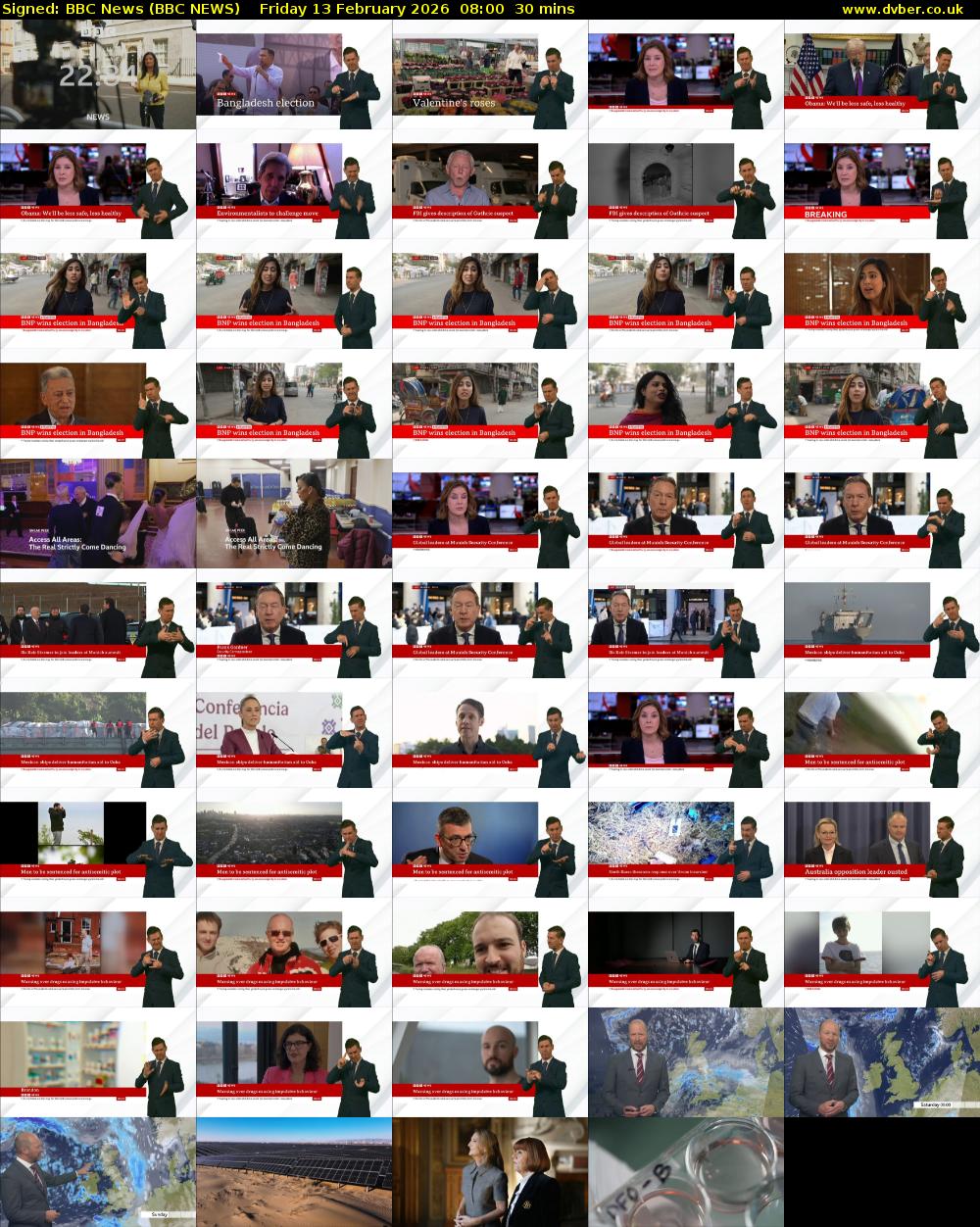 Signed: BBC News (BBC NEWS) Friday 13 February 2026 08:00 - 08:30