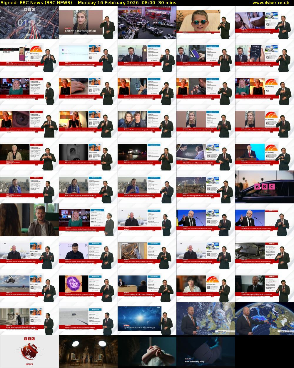 Signed: BBC News (BBC NEWS) Monday 16 February 2026 08:00 - 08:30
