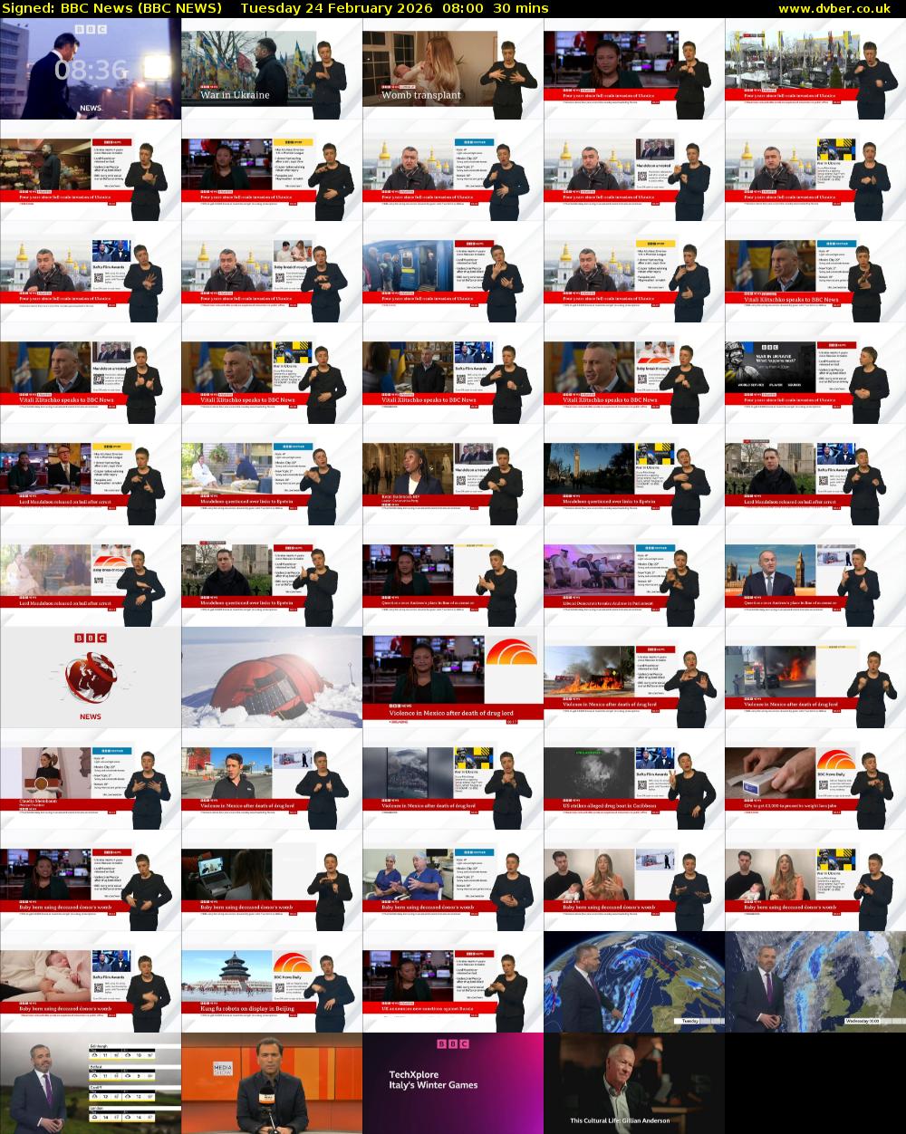 Signed: BBC News (BBC NEWS) Tuesday 24 February 2026 08:00 - 08:30