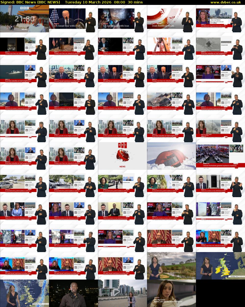 Signed: BBC News (BBC NEWS) Tuesday 10 March 2026 08:00 - 08:30