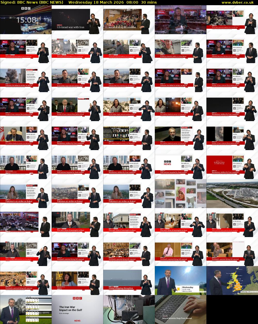 Signed: BBC News (BBC NEWS) Wednesday 18 March 2026 08:00 - 08:30