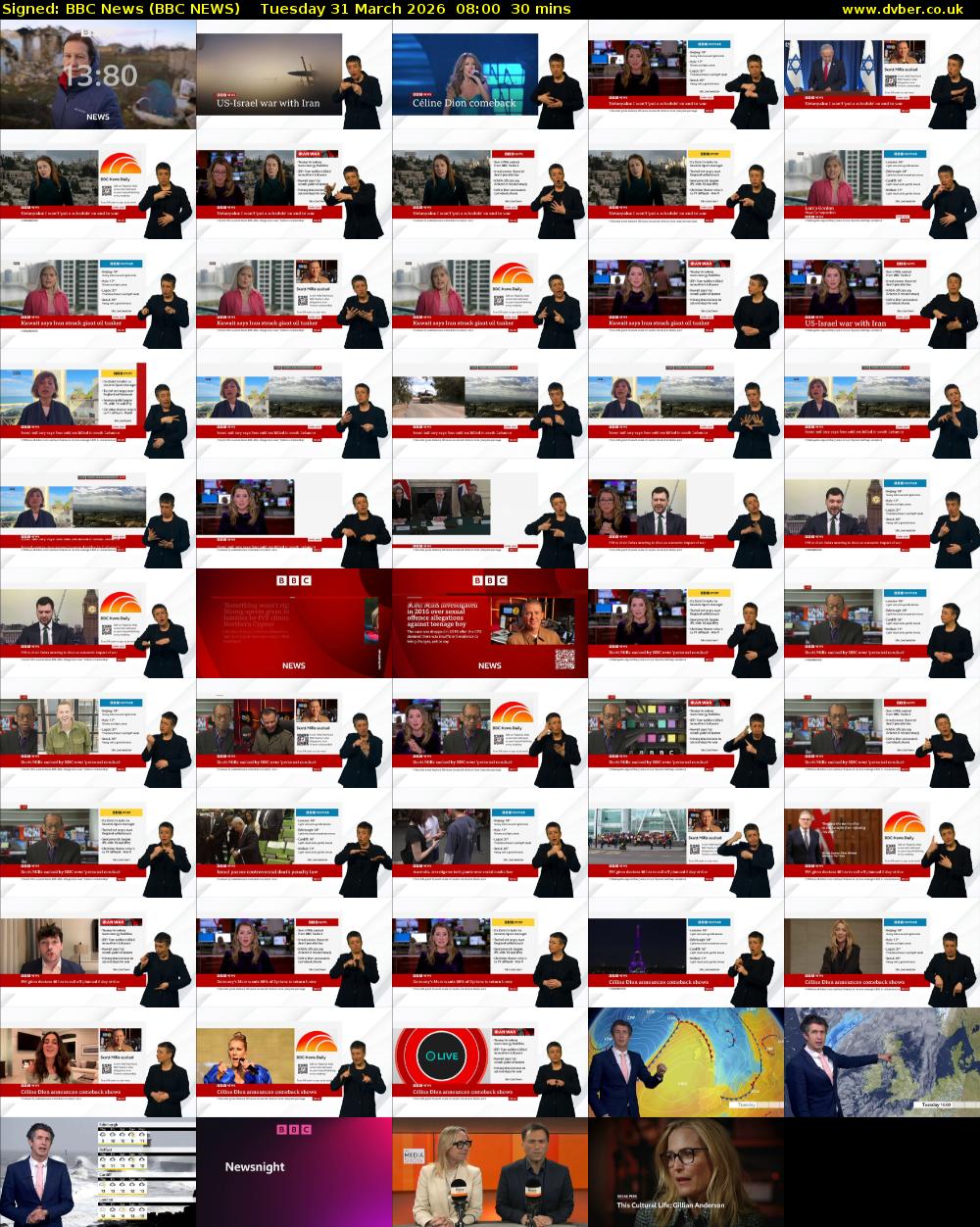 Signed: BBC News (BBC NEWS) Tuesday 31 March 2026 08:00 - 08:30
