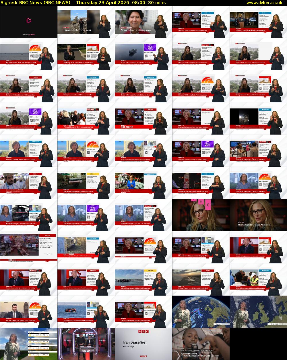 Signed: BBC News (BBC NEWS) Thursday 23 April 2026 08:00 - 08:30