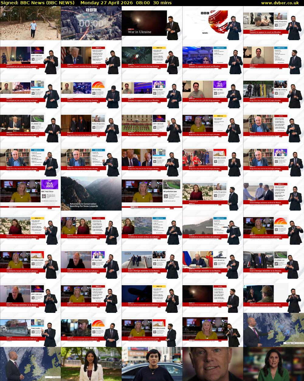 Signed: BBC News (BBC NEWS) Monday 27 April 2026 08:00 - 08:30
