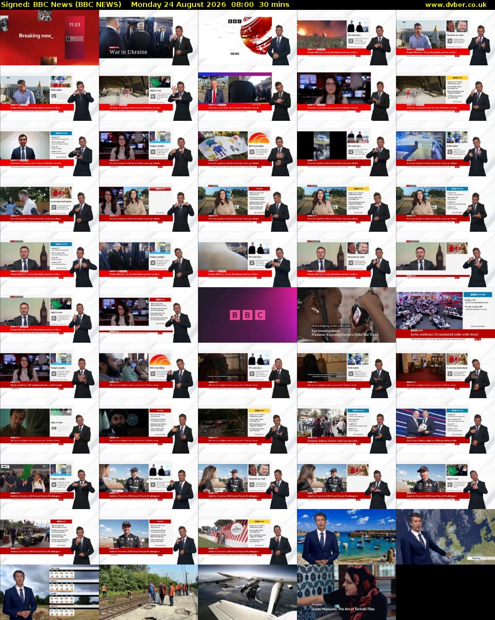 Signed: BBC News (BBC NEWS) Monday 24 August 2026 08:00 - 08:30