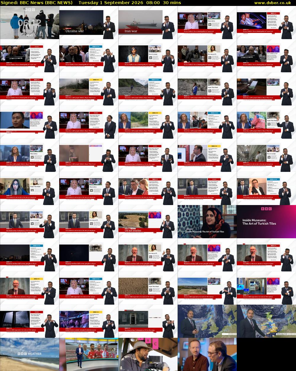 Signed: BBC News (BBC NEWS) Tuesday 1 September 2026 08:00 - 08:30