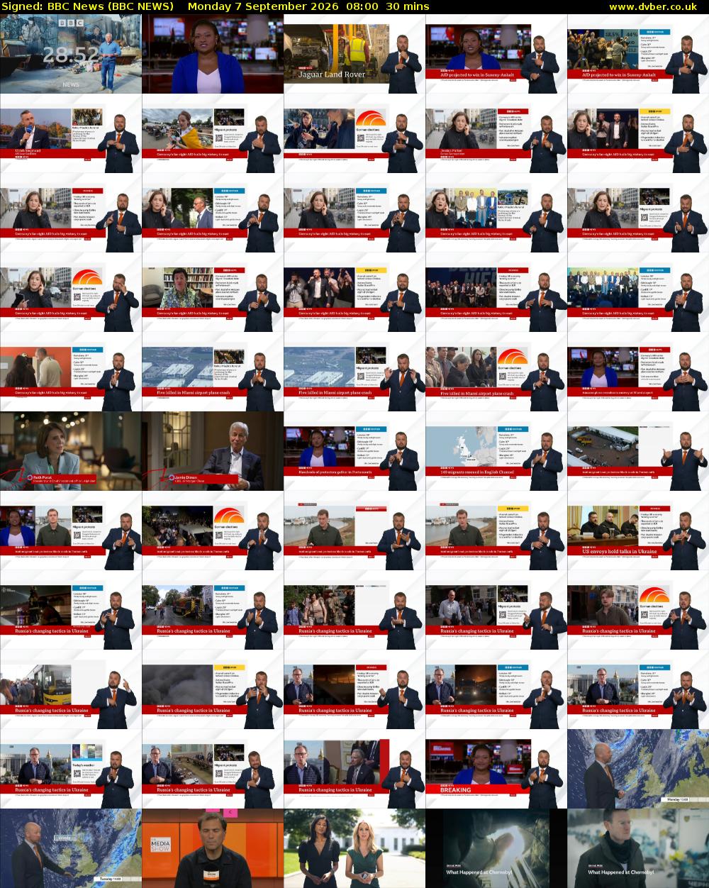 Signed: BBC News (BBC NEWS) Monday 7 September 2026 08:00 - 08:30