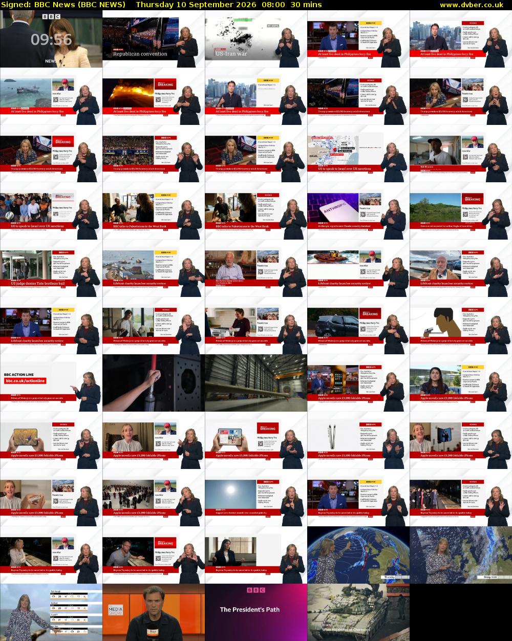 Signed: BBC News (BBC NEWS) Thursday 10 September 2026 08:00 - 08:30