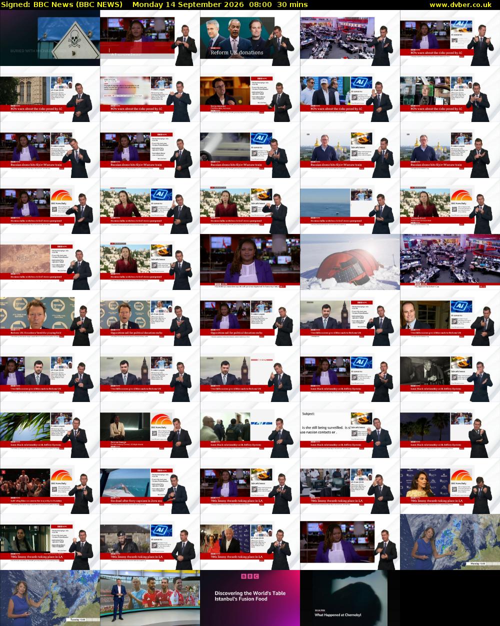 Signed: BBC News (BBC NEWS) Monday 14 September 2026 08:00 - 08:30
