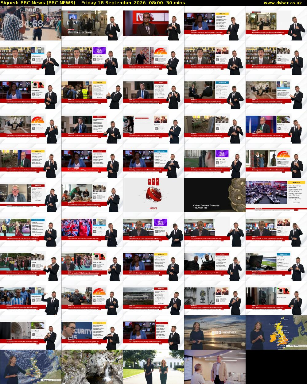Signed: BBC News (BBC NEWS) Friday 18 September 2026 08:00 - 08:30