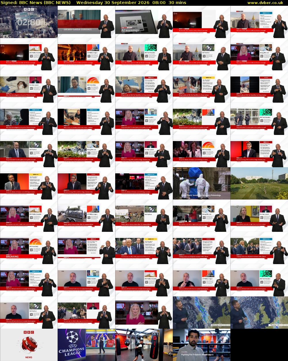 Signed: BBC News (BBC NEWS) Wednesday 30 September 2026 08:00 - 08:30