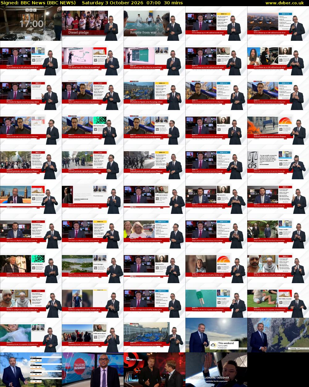 Signed: BBC News (BBC NEWS) Saturday 3 October 2026 07:00 - 07:30