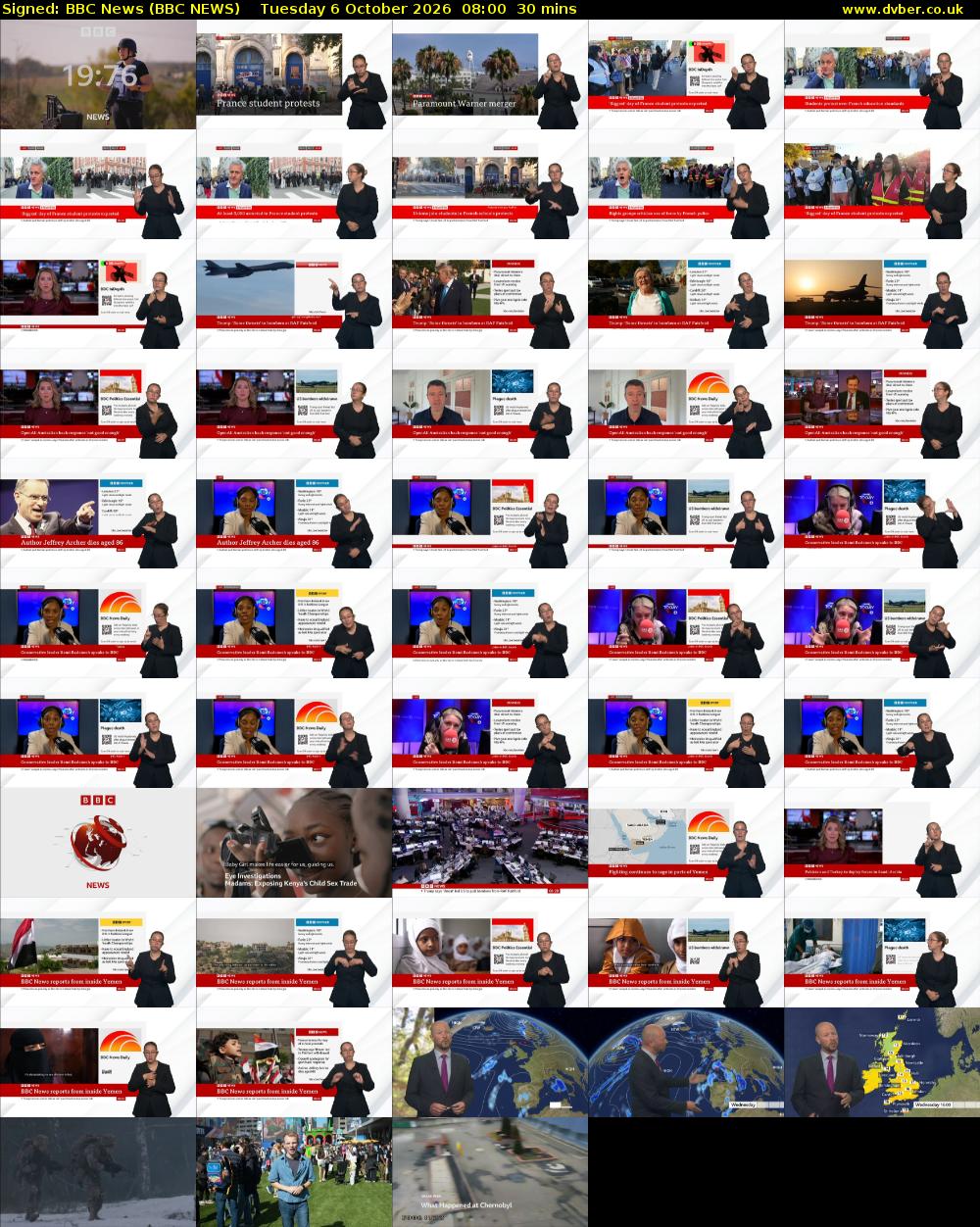 Signed: BBC News (BBC NEWS) Tuesday 6 October 2026 08:00 - 08:30