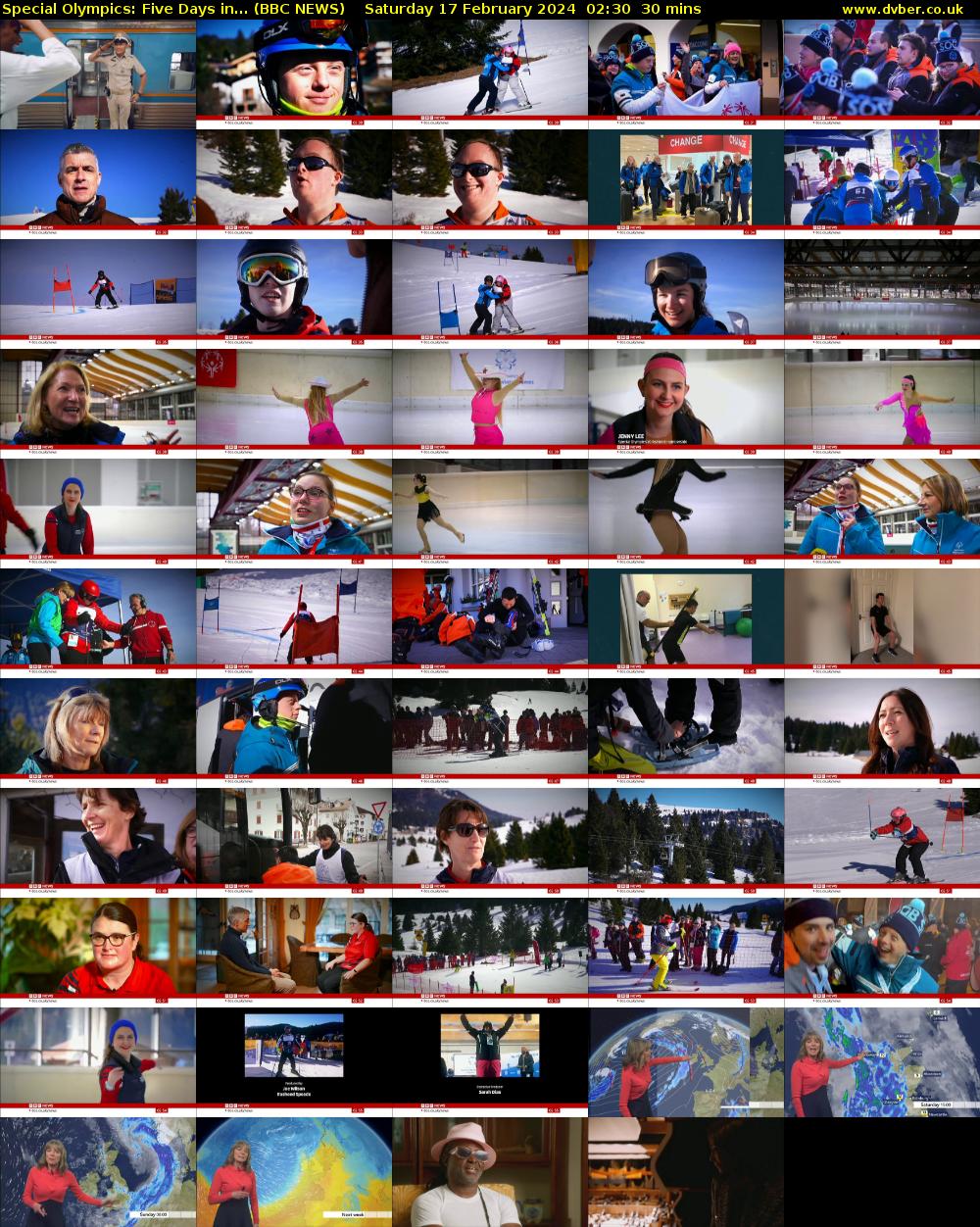 Special Olympics: Five Days in... (BBC NEWS) Saturday 17 February 2024 02:30 - 03:00