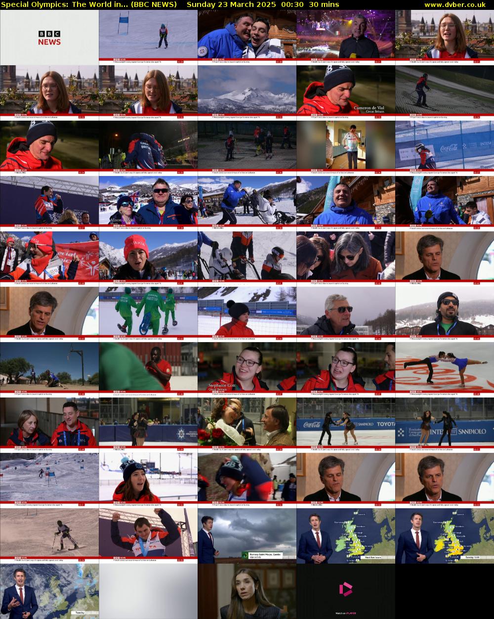 Special Olympics: The World in... (BBC NEWS) Sunday 23 March 2025 00:30 - 01:00