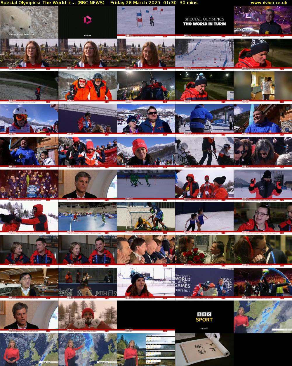 Special Olympics: The World in... (BBC NEWS) Friday 28 March 2025 01:30 - 02:00