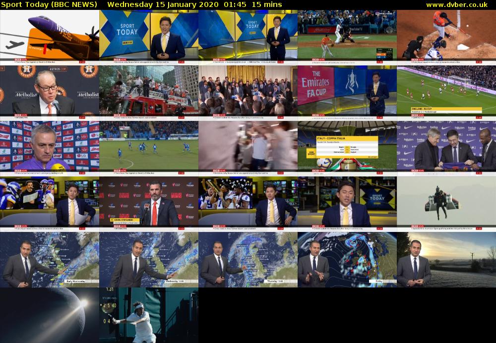 Sport Today (BBC NEWS) Wednesday 15 January 2020 01:45 - 02:00