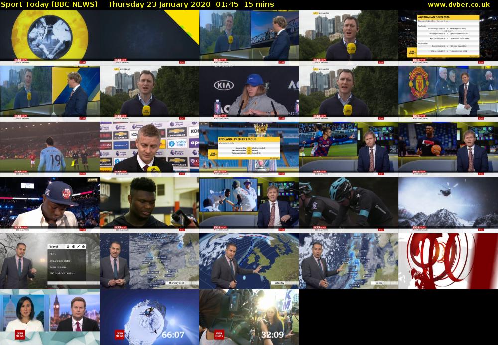 Sport Today (BBC NEWS) Thursday 23 January 2020 01:45 - 02:00