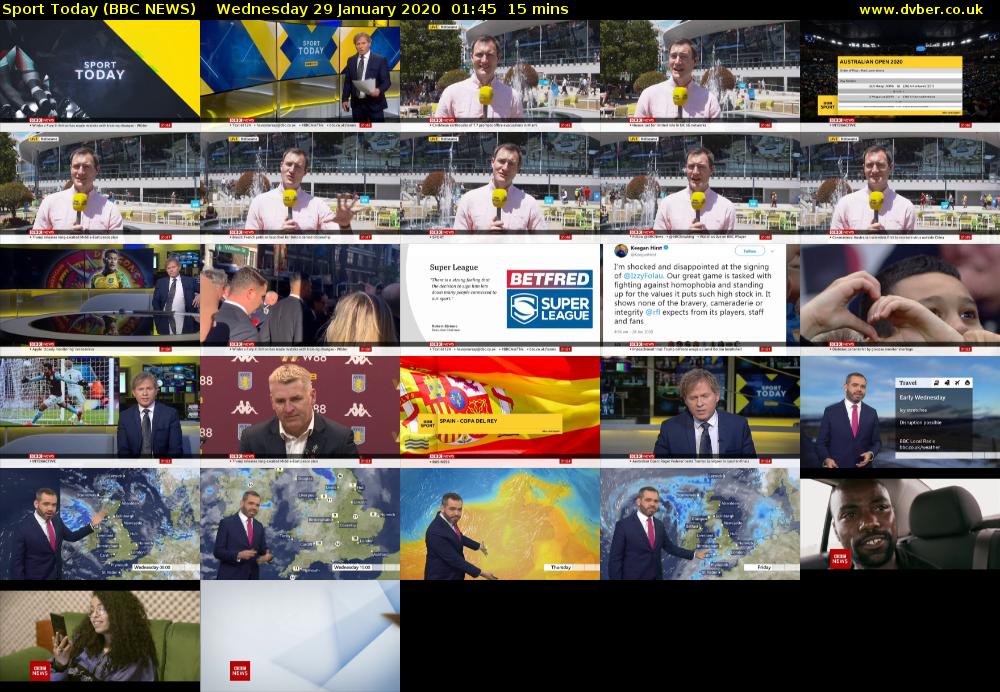 Sport Today (BBC NEWS) Wednesday 29 January 2020 01:45 - 02:00
