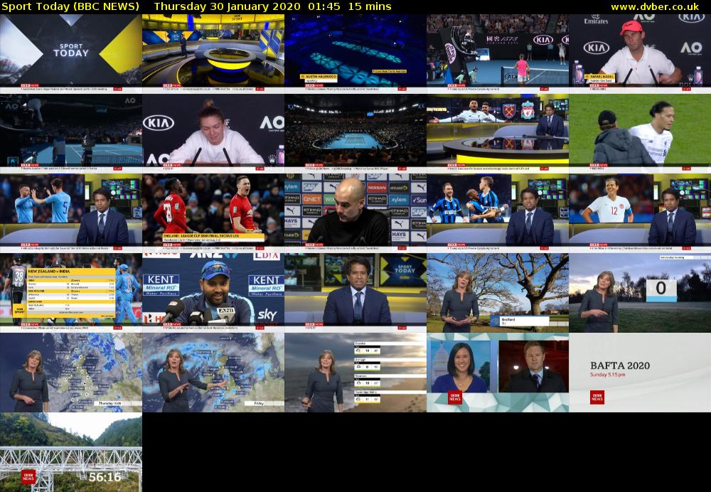 Sport Today (BBC NEWS) Thursday 30 January 2020 01:45 - 02:00
