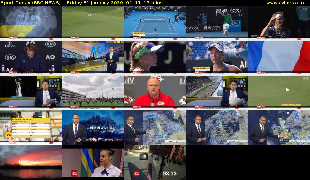 Sport Today (BBC NEWS) Friday 31 January 2020 01:45 - 02:00