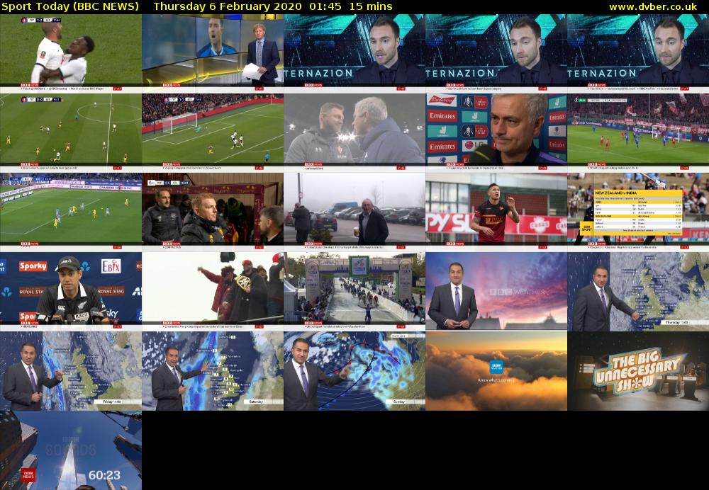 Sport Today (BBC NEWS) Thursday 6 February 2020 01:45 - 02:00