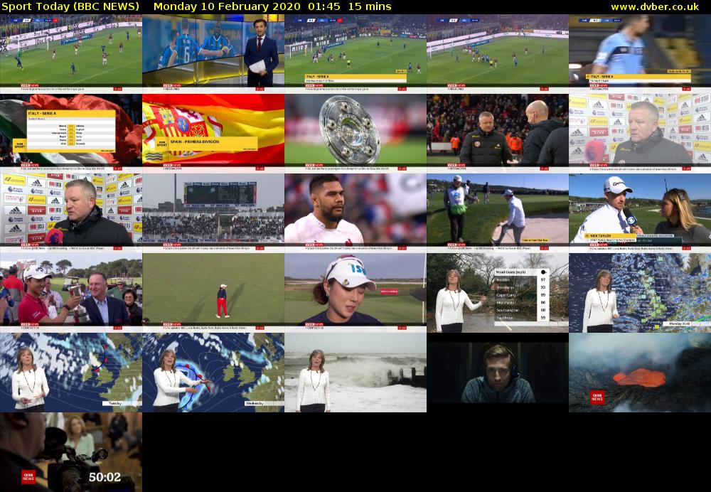 Sport Today (BBC NEWS) Monday 10 February 2020 01:45 - 02:00