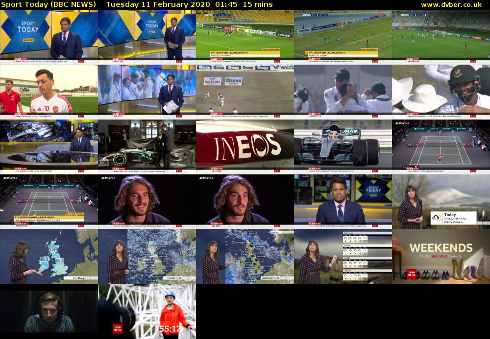 Sport Today (BBC NEWS) Tuesday 11 February 2020 01:45 - 02:00