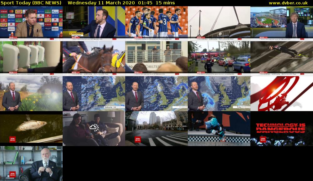 Sport Today (BBC NEWS) Wednesday 11 March 2020 01:45 - 02:00