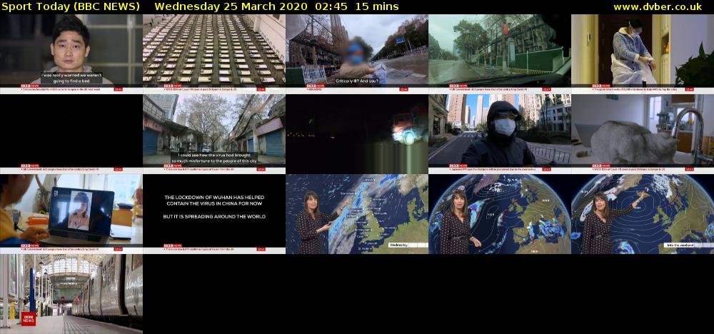 Sport Today (BBC NEWS) Wednesday 25 March 2020 02:45 - 03:00