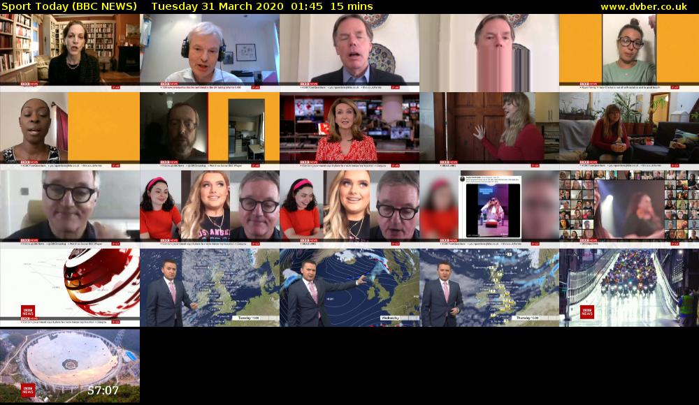 Sport Today (BBC NEWS) Tuesday 31 March 2020 01:45 - 02:00