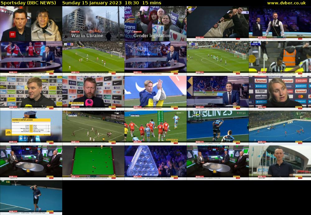 Sportsday (BBC NEWS) Sunday 15 January 2023 18:30 - 18:45