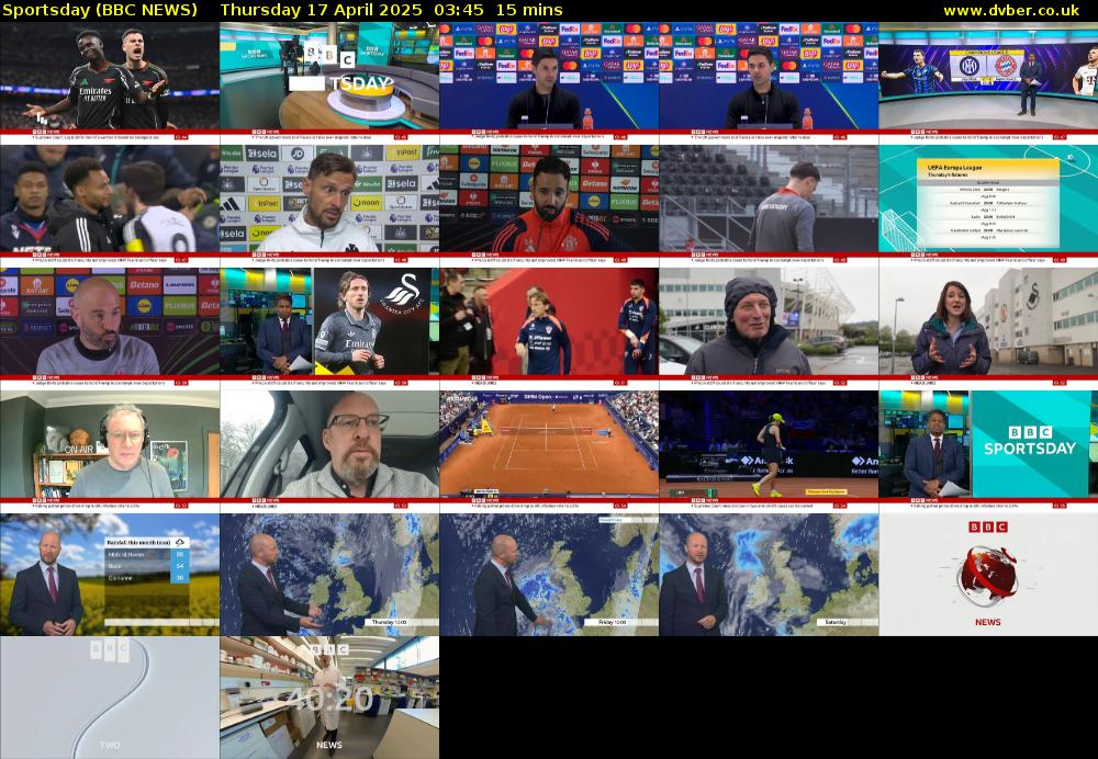 Sportsday (BBC NEWS) Thursday 17 April 2025 03:45 - 04:00