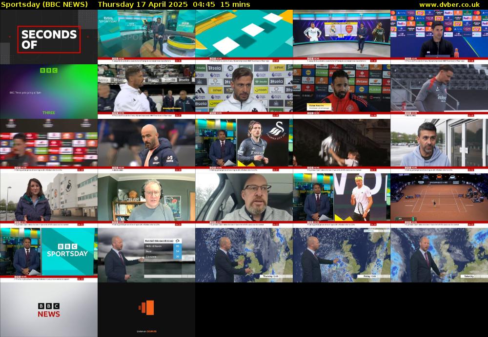 Sportsday (BBC NEWS) Thursday 17 April 2025 04:45 - 05:00