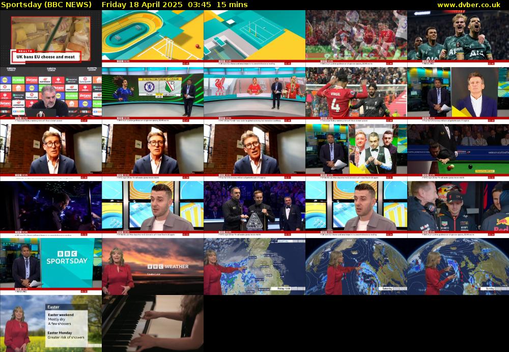 Sportsday (BBC NEWS) Friday 18 April 2025 03:45 - 04:00
