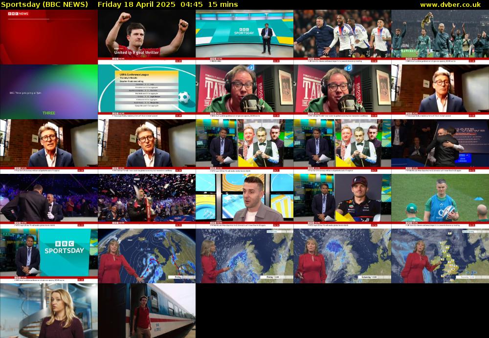 Sportsday (BBC NEWS) Friday 18 April 2025 04:45 - 05:00
