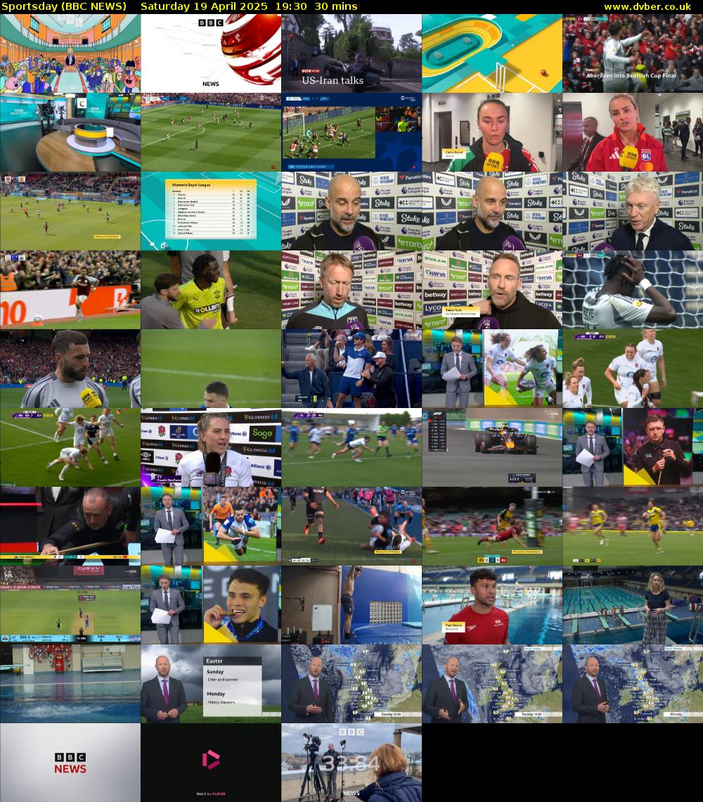 Sportsday (BBC NEWS) Saturday 19 April 2025 19:30 - 20:00