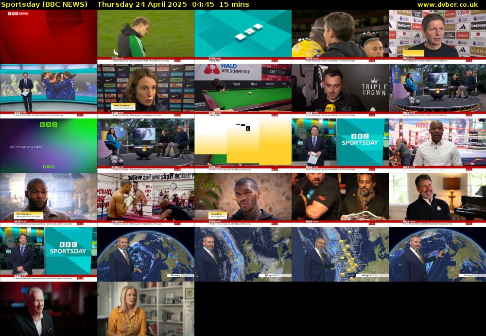 Sportsday (BBC NEWS) Thursday 24 April 2025 04:45 - 05:00